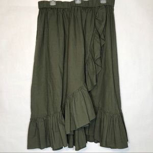 ASOS Layered Ruffled Prairie Skirt Army Green 14